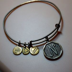 Alex and Ani Gold "N" Initial Charm Bracelet